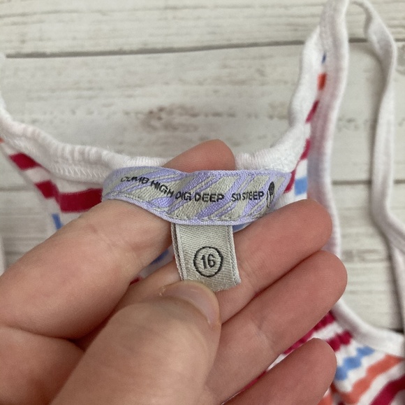 fat face womens 16 striped tank top yback 100% cot - Picture 2 of 5